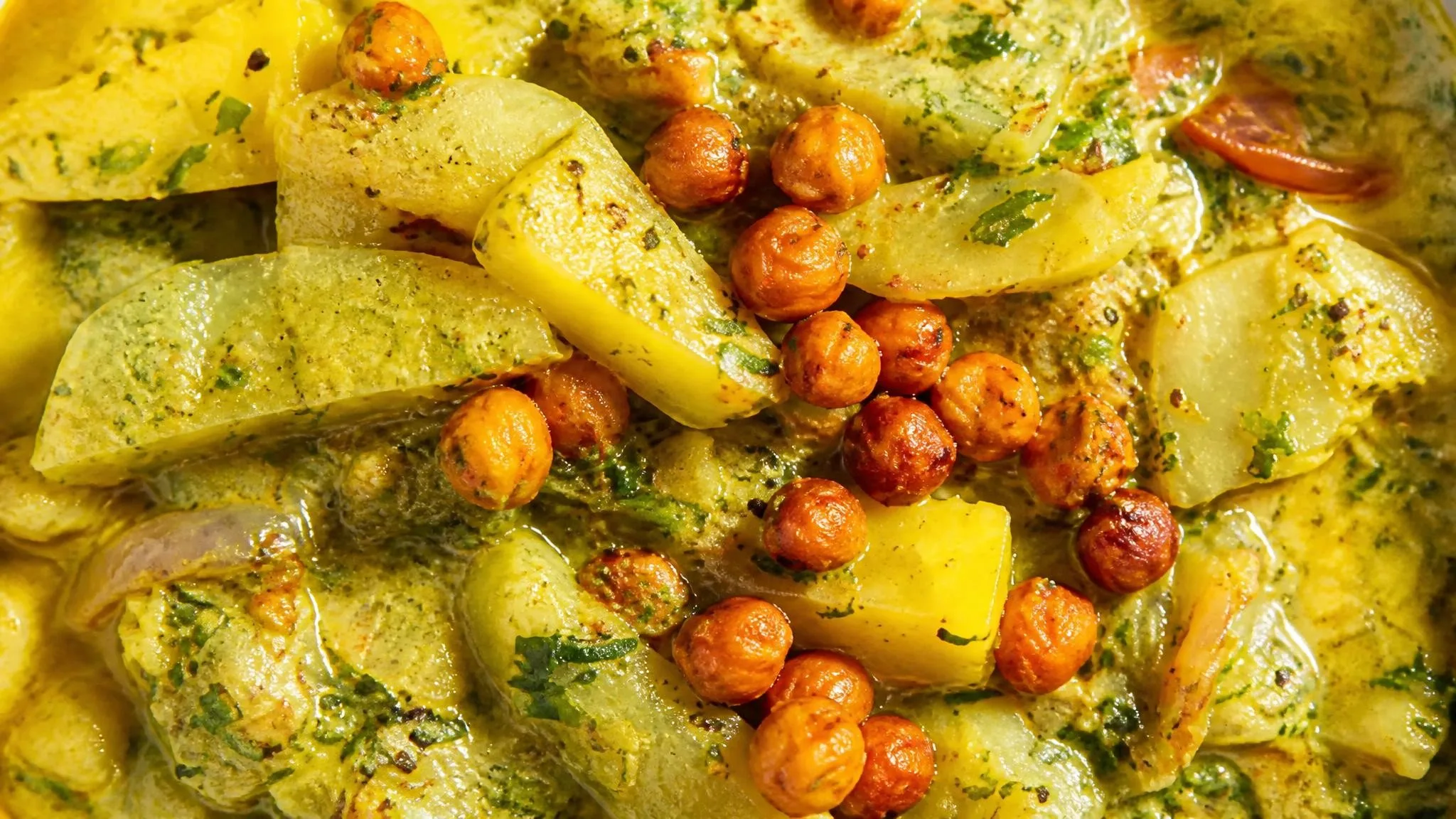 Coconut Curry Lentils and Kohlrabi with Green Rice